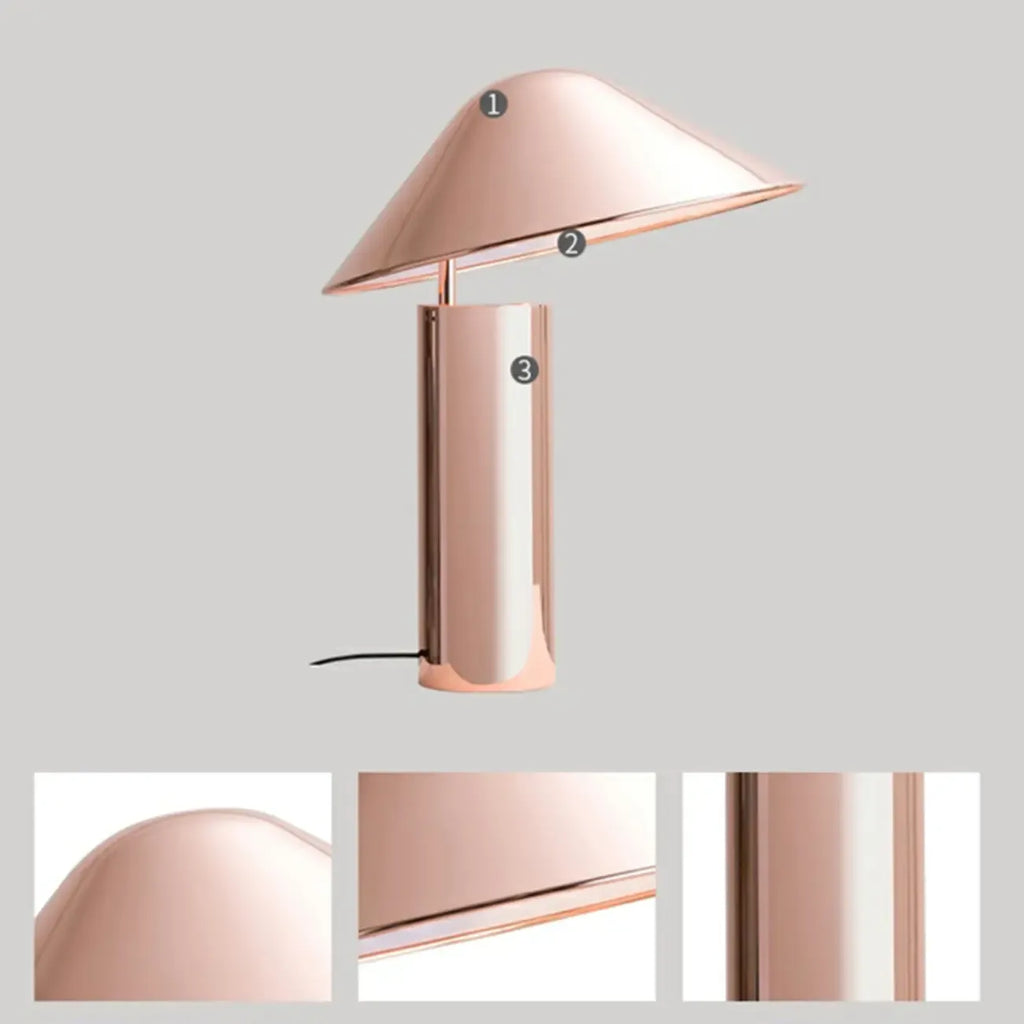 Lampe de table moderne conique en aluminium pour chambre à coucher