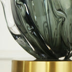Lampe de table moderne en verre vert avec forme en tissu