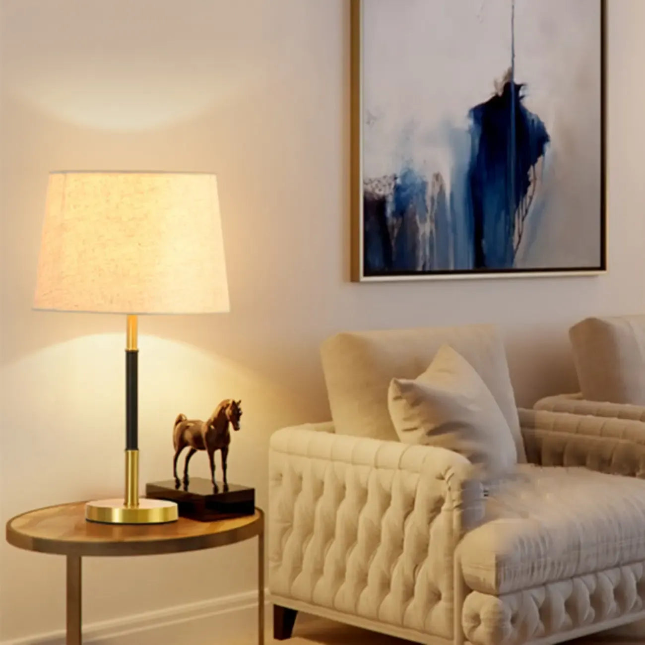 Lampe de table géométrique moderne dorée pour salon