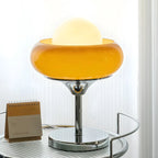 Lampe de table simple en verre globe orange pour usage résidentiel
