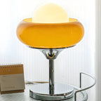 Lampe de table simple en verre globe orange pour usage résidentiel