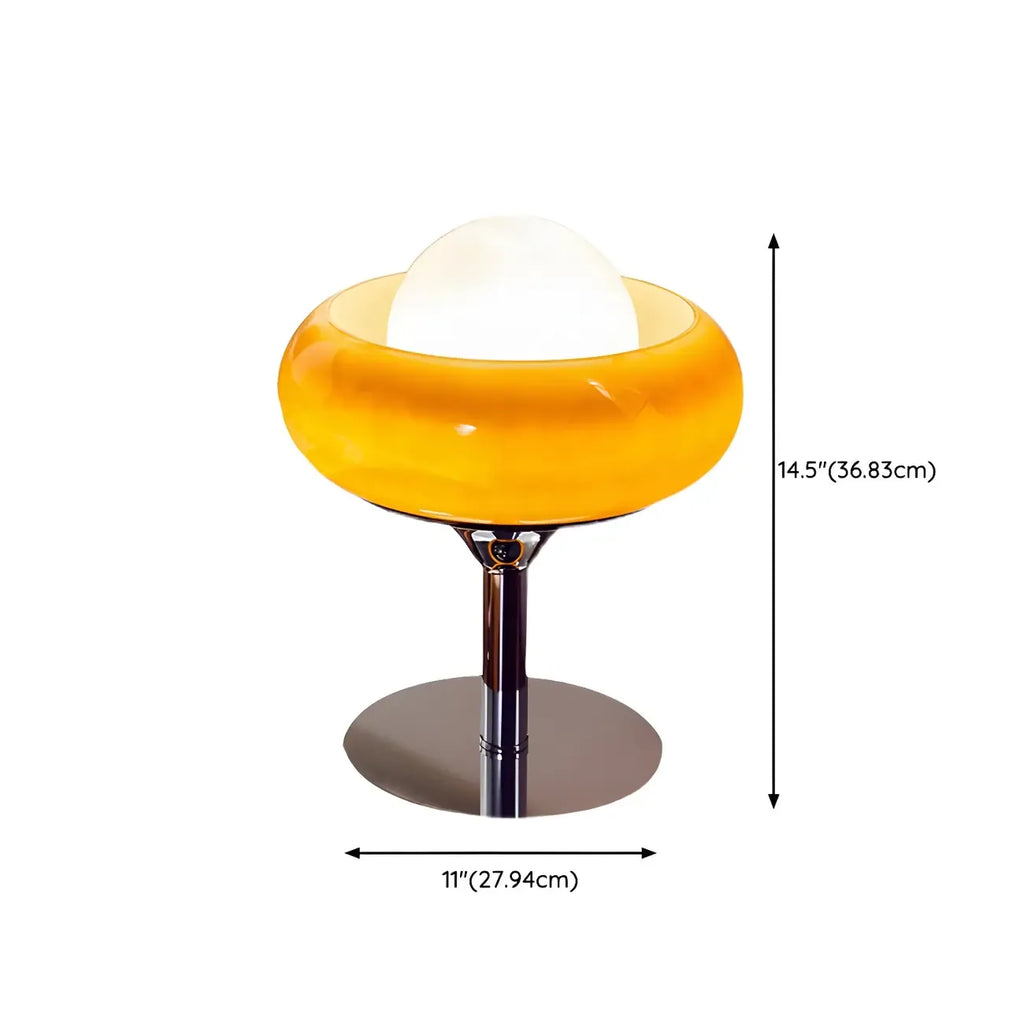 Lampe de table simple en verre globe orange pour usage résidentiel