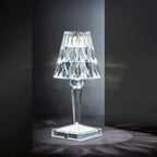 Lampe de table glamour rechargeable en acrylique pour chambre à coucher