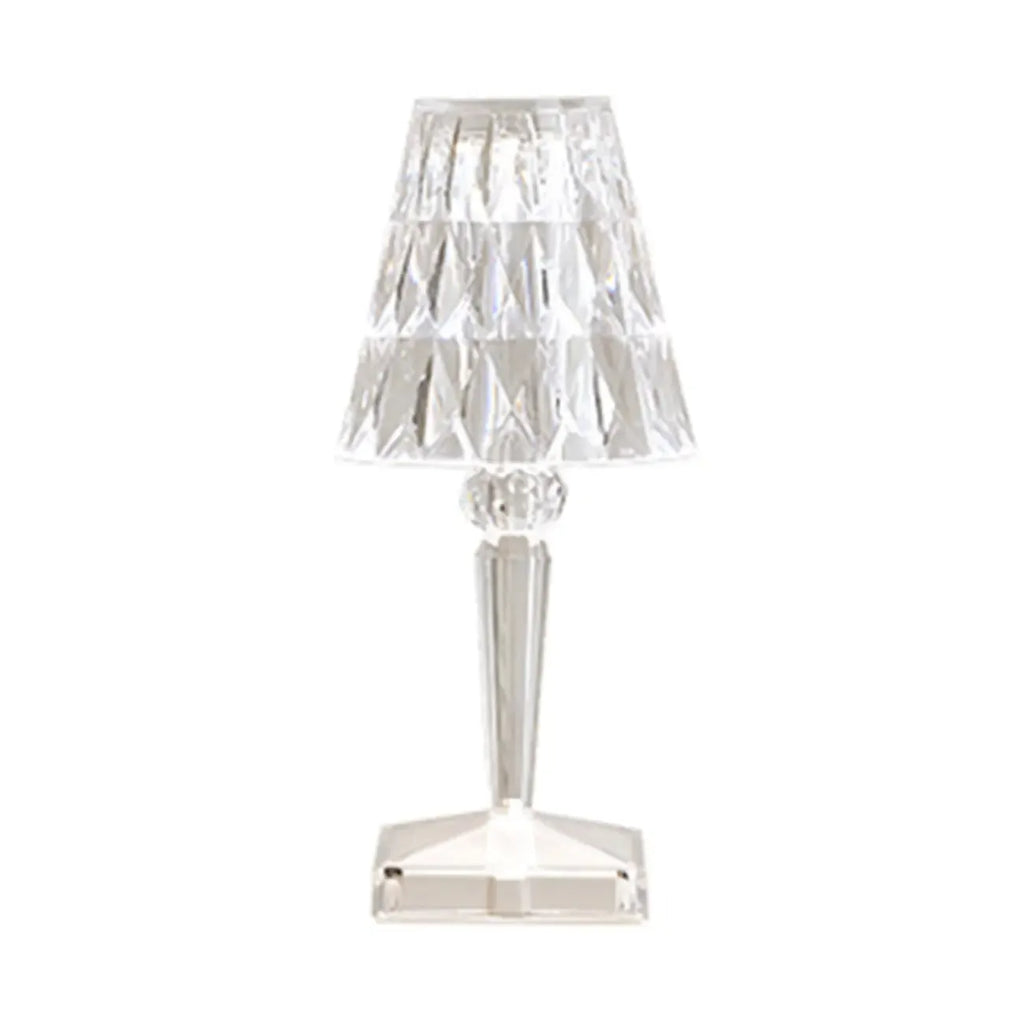 Lampe de table glamour rechargeable en acrylique pour chambre à coucher