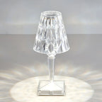 Lampe de table glamour rechargeable en acrylique pour chambre à coucher