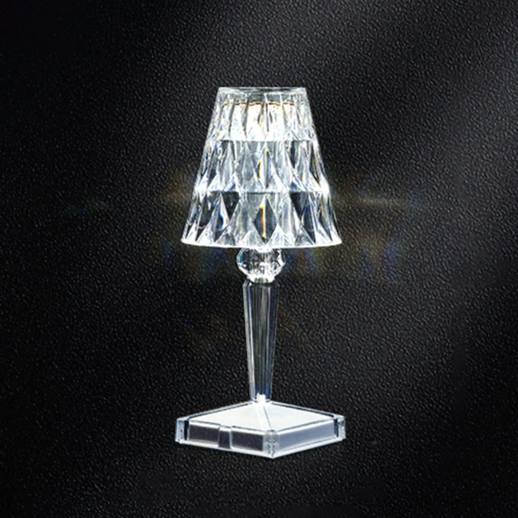 Lampe de table glamour rechargeable en acrylique pour chambre à coucher