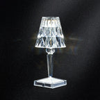 Lampe de table glamour rechargeable en acrylique pour chambre à coucher