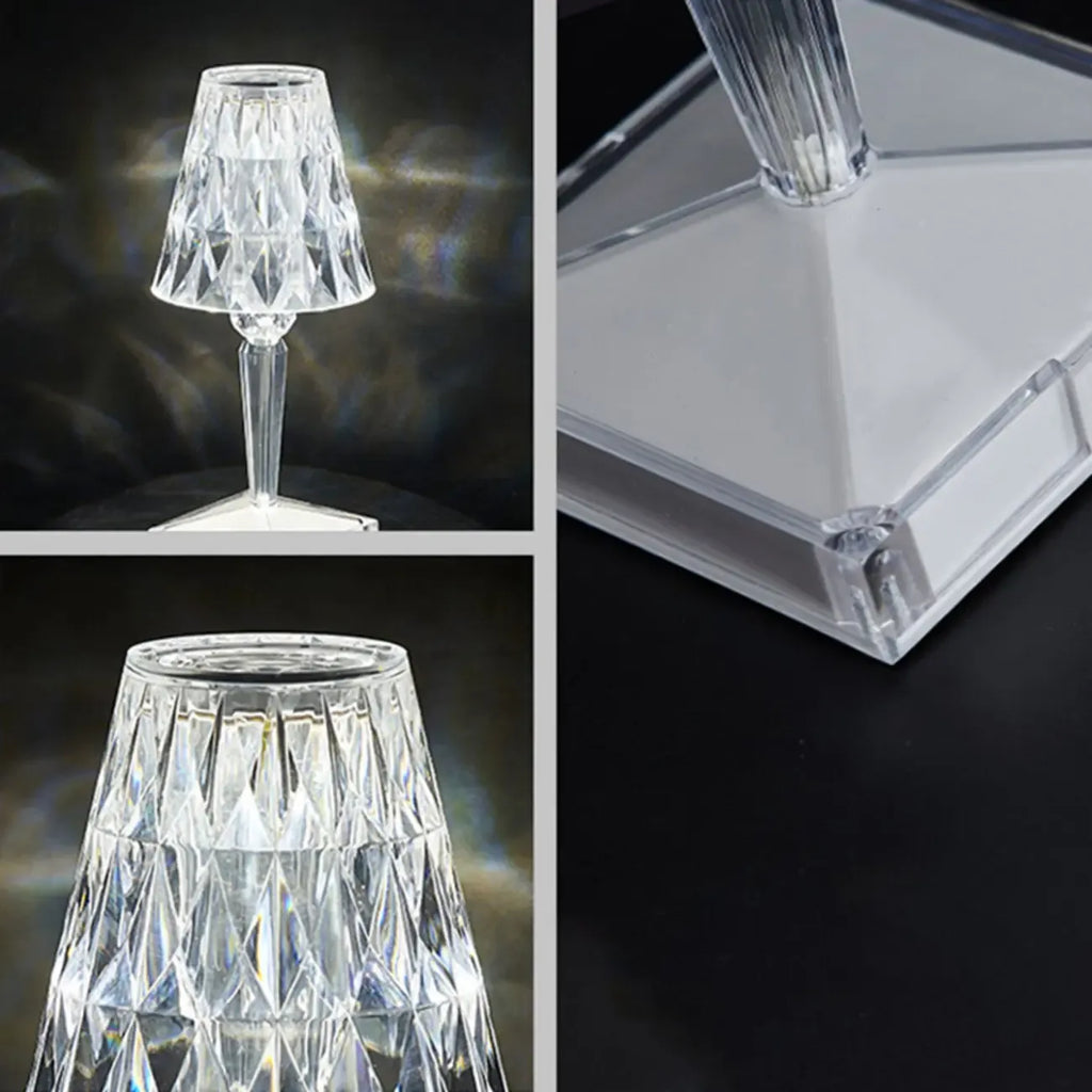 Lampe de table glamour rechargeable en acrylique pour chambre à coucher