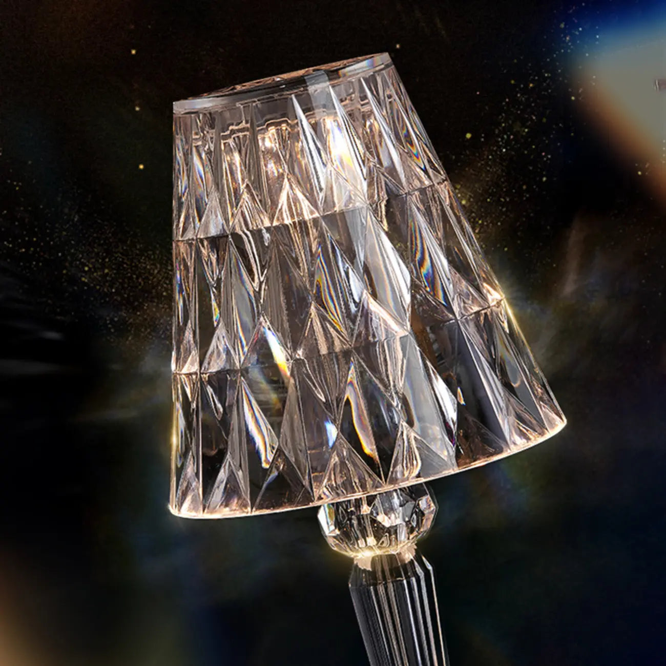 Lampe de table glamour rechargeable en acrylique pour chambre à coucher