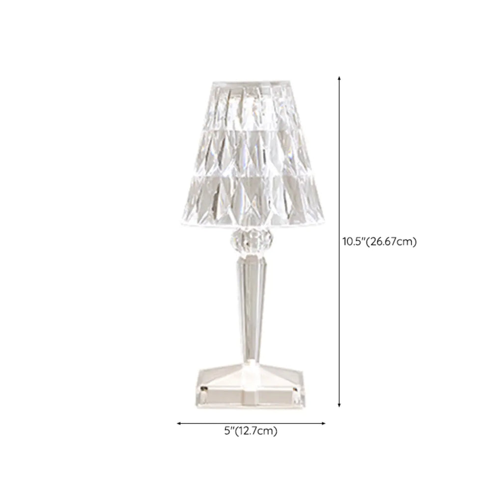 Lampe de table glamour rechargeable en acrylique pour chambre à coucher