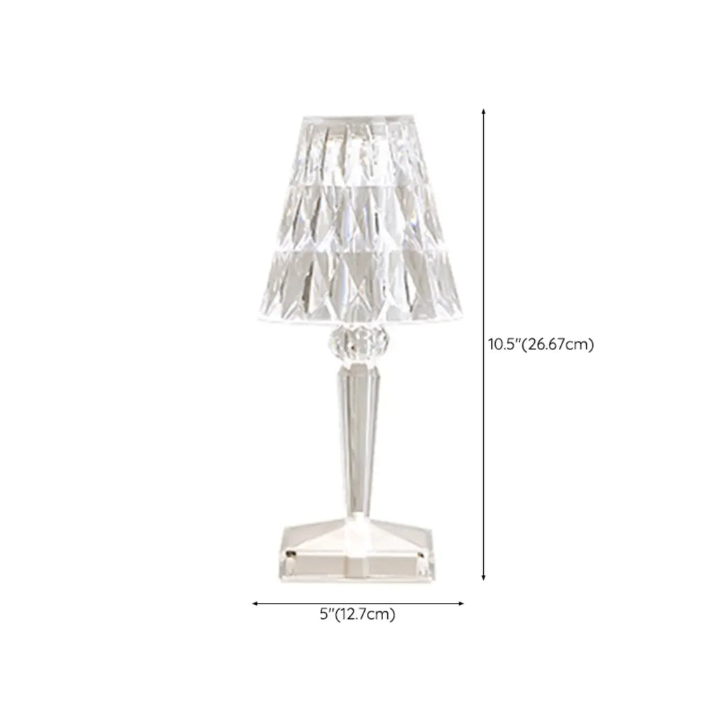 Lampe de table glamour rechargeable en acrylique pour chambre à coucher