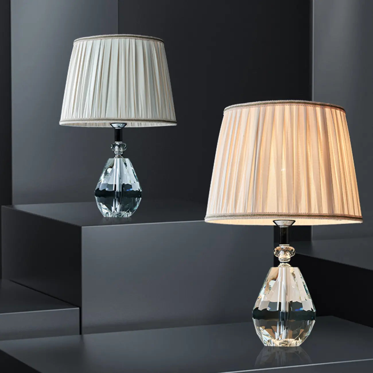 Lampe de table glamour en cristal avec abat-jour géométrique pour la maison