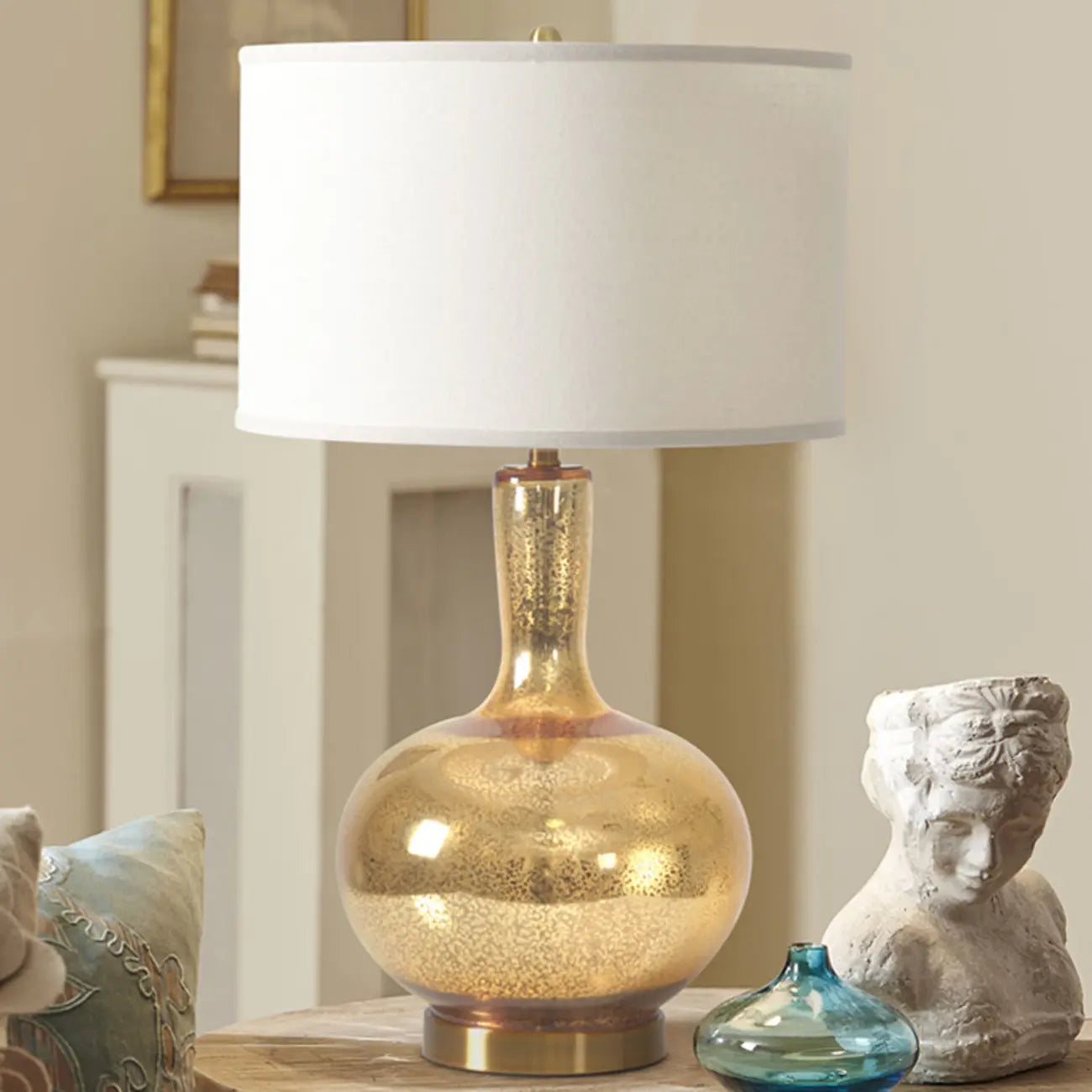 Lampe de table géométrique contemporaine en métal pour salon