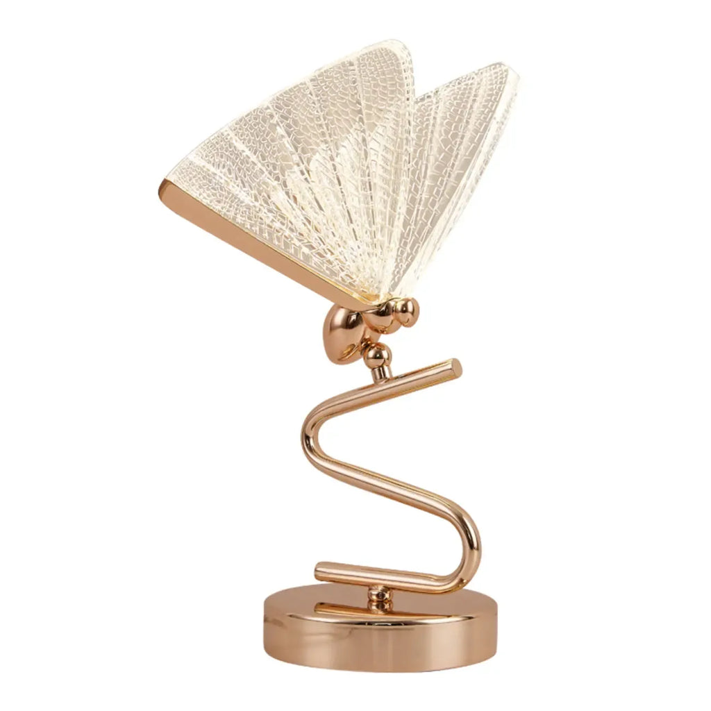 Lampe de table glamour en acrylique doré en forme de papillon