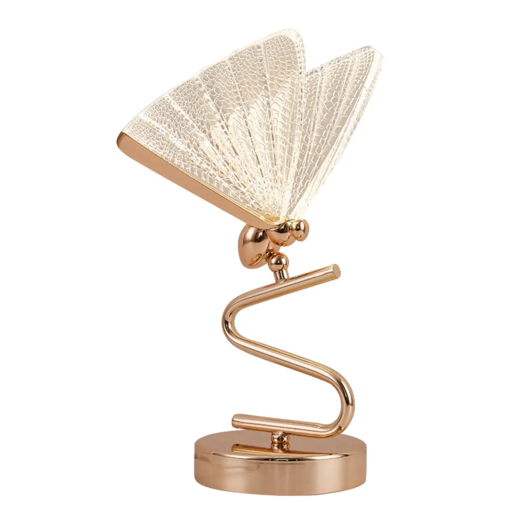 Lampe de table glamour en acrylique doré en forme de papillon