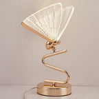 Lampe de table glamour en acrylique doré en forme de papillon