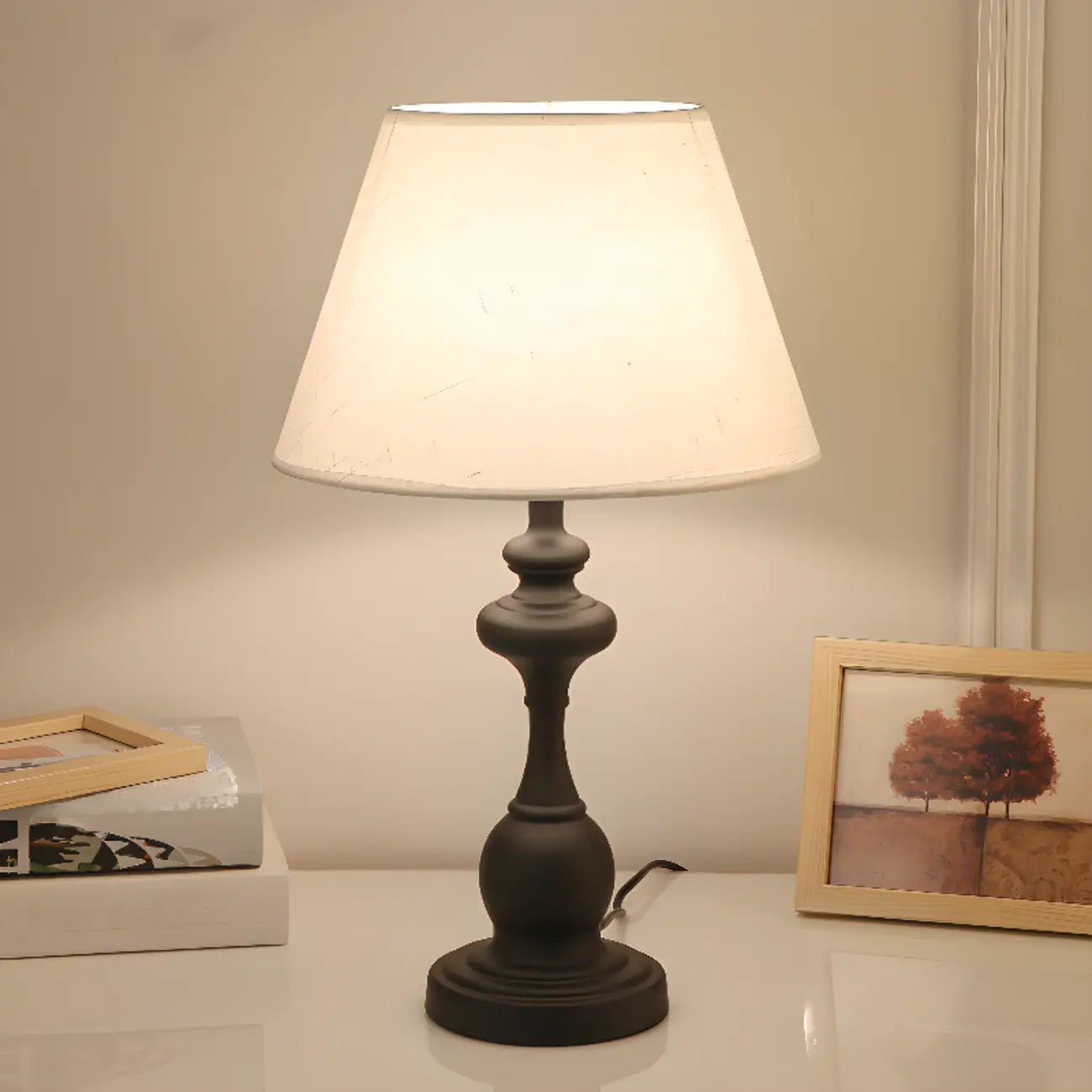 Lampe de table classique en métal, à brancher, pour chambre à coucher