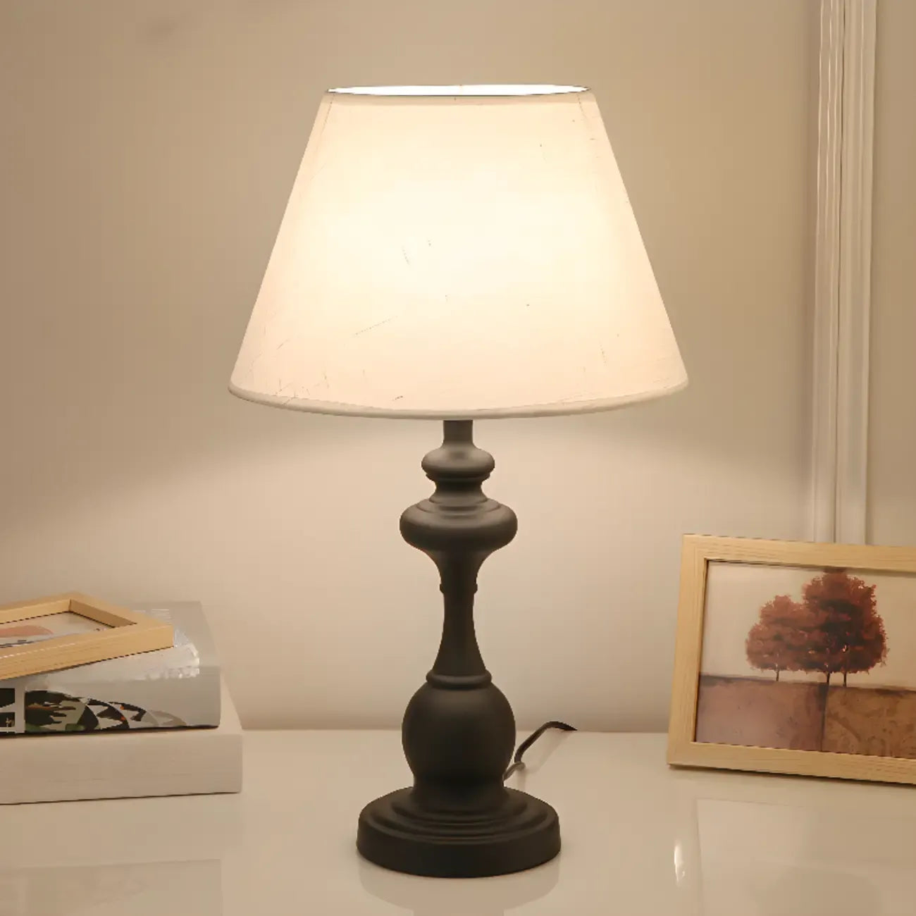 Lampe de table classique en métal, à brancher, pour chambre à coucher