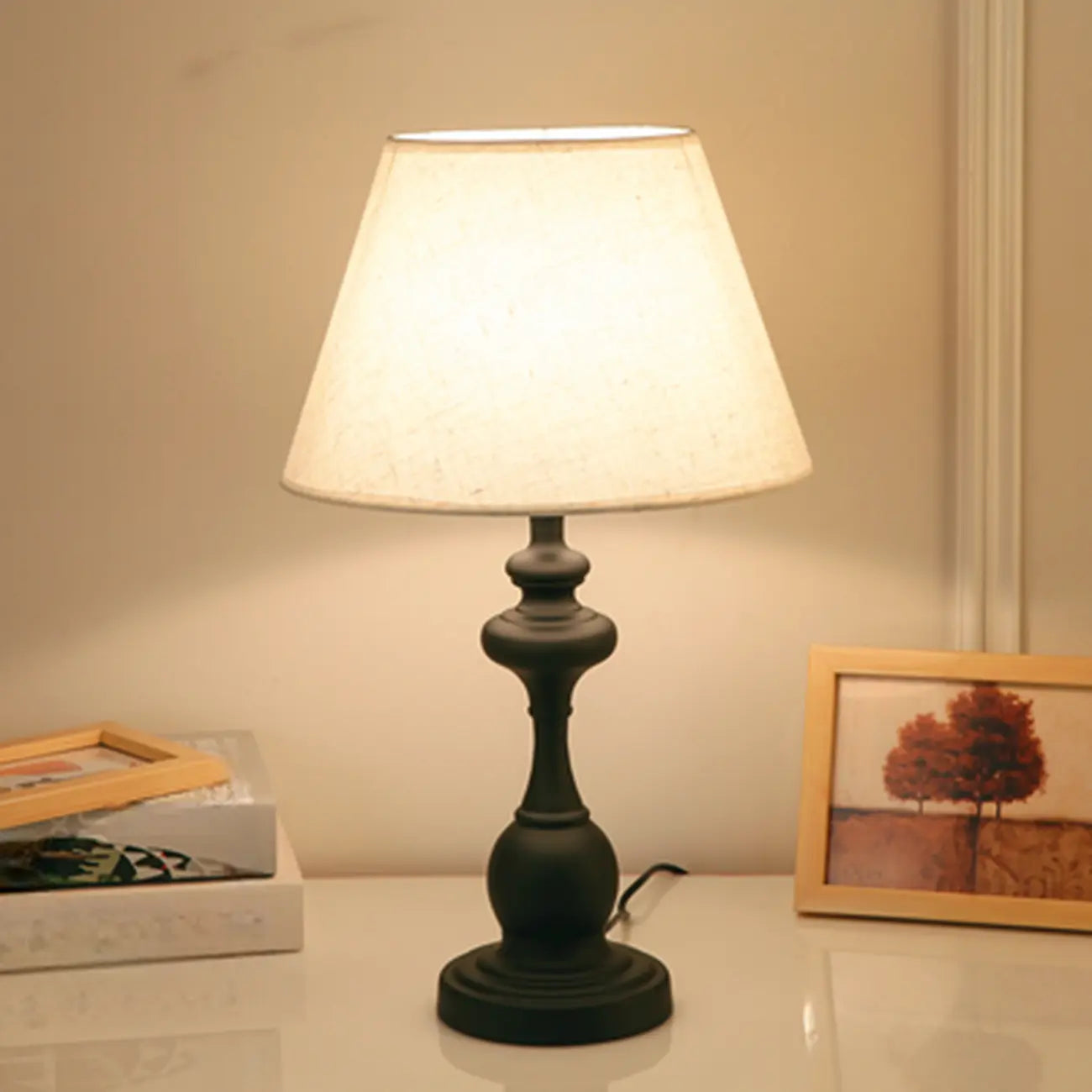 Lampe de table classique en métal, à brancher, pour chambre à coucher