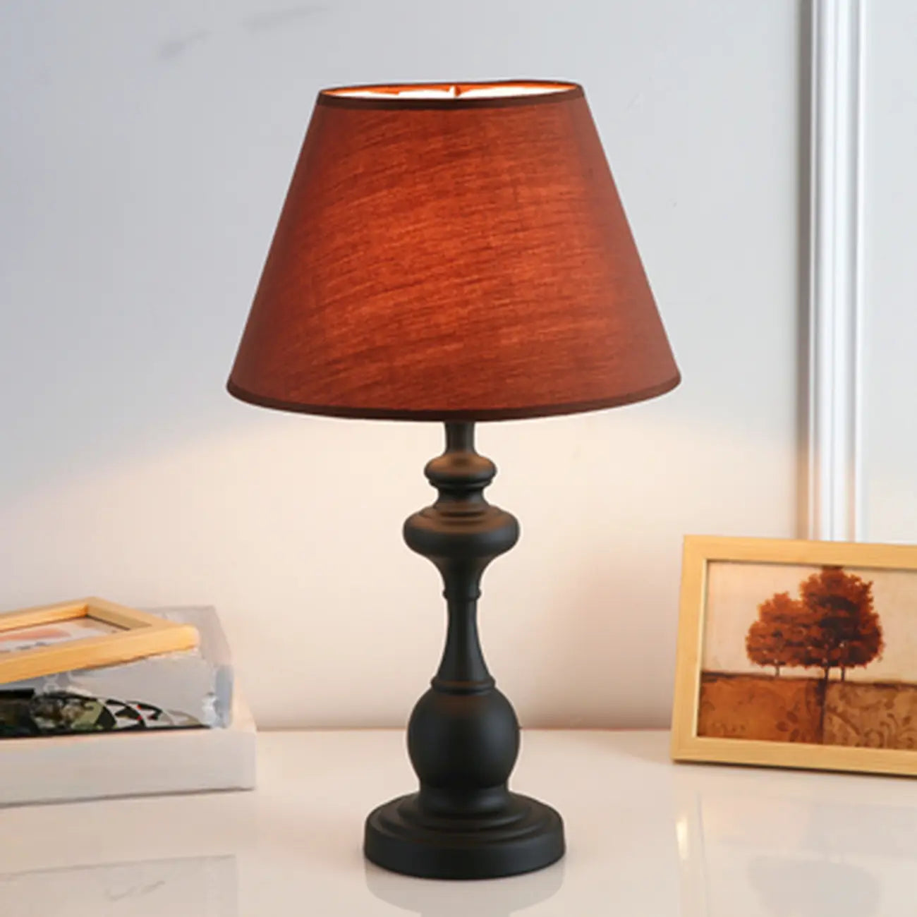 Lampe de table classique en métal, à brancher, pour chambre à coucher