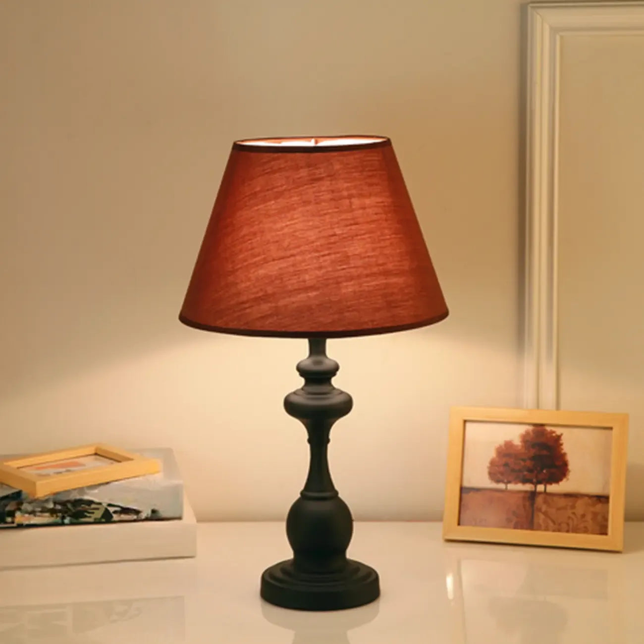 Lampe de table classique en métal, à brancher, pour chambre à coucher