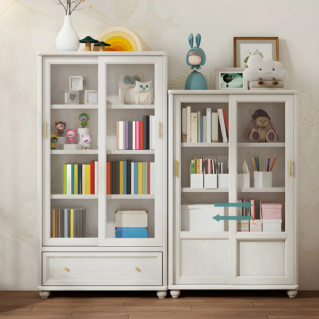 Librerie a 2 cassetti con ripiani regolabili in legno bianco
