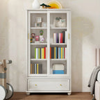 Librerie a 2 cassetti con ripiani regolabili in legno bianco