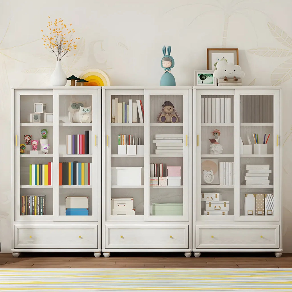 Librerie a 2 cassetti con ripiani regolabili in legno bianco