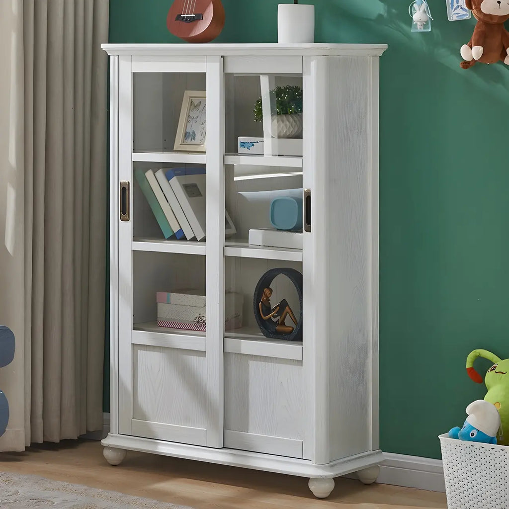 Librerie a 2 cassetti con ripiani regolabili in legno bianco