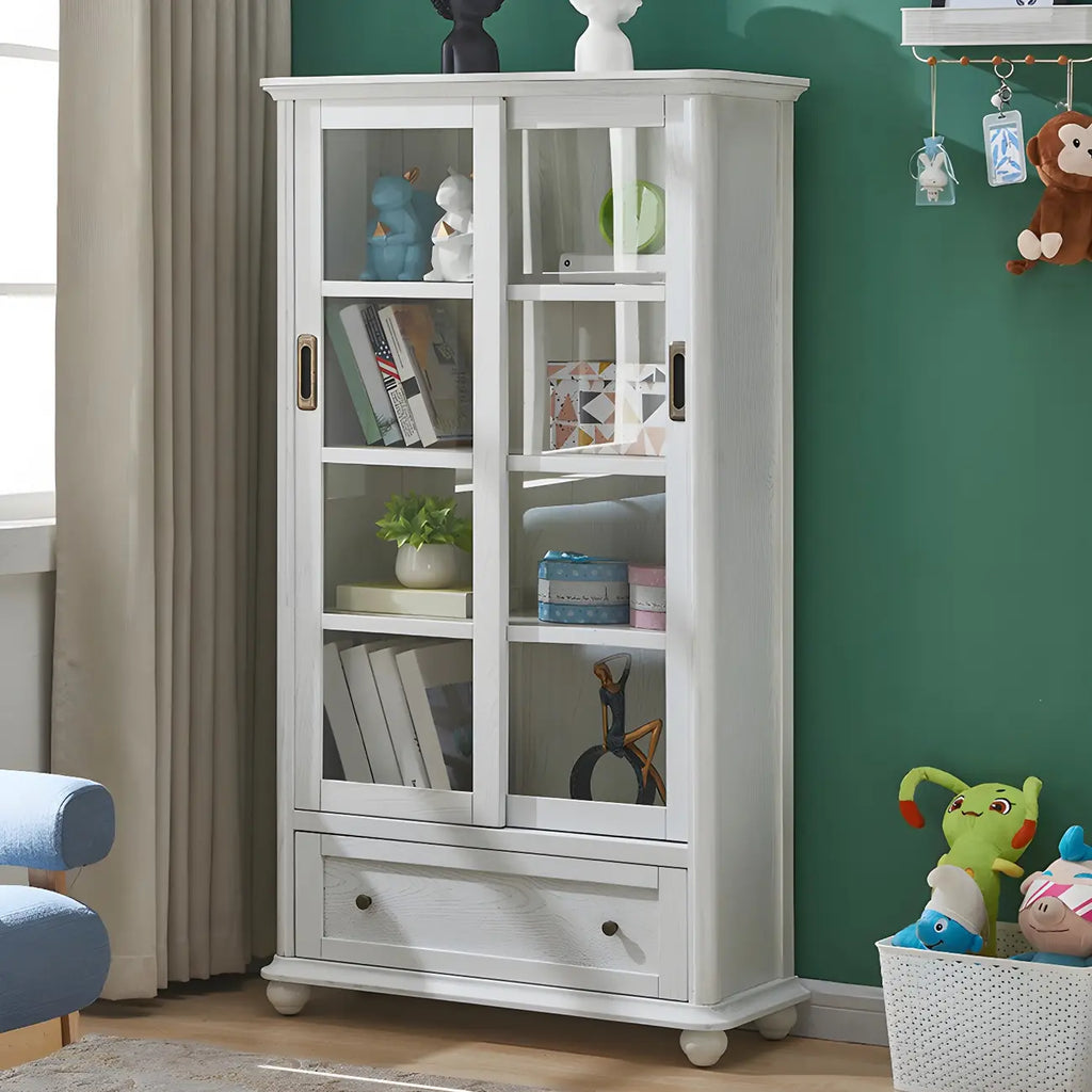 Librerie a 2 cassetti con ripiani regolabili in legno bianco