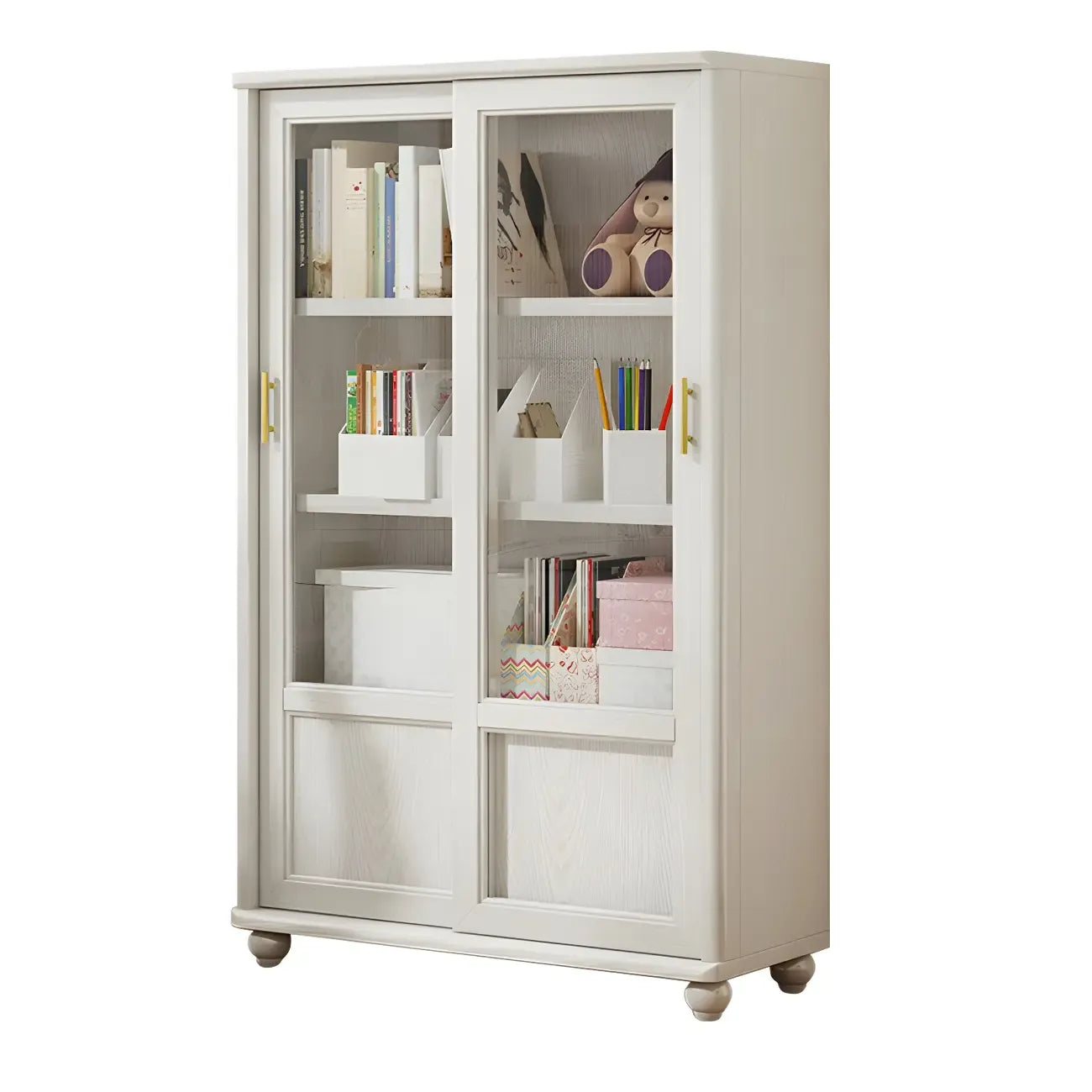 Librerie a 2 cassetti con ripiani regolabili in legno bianco