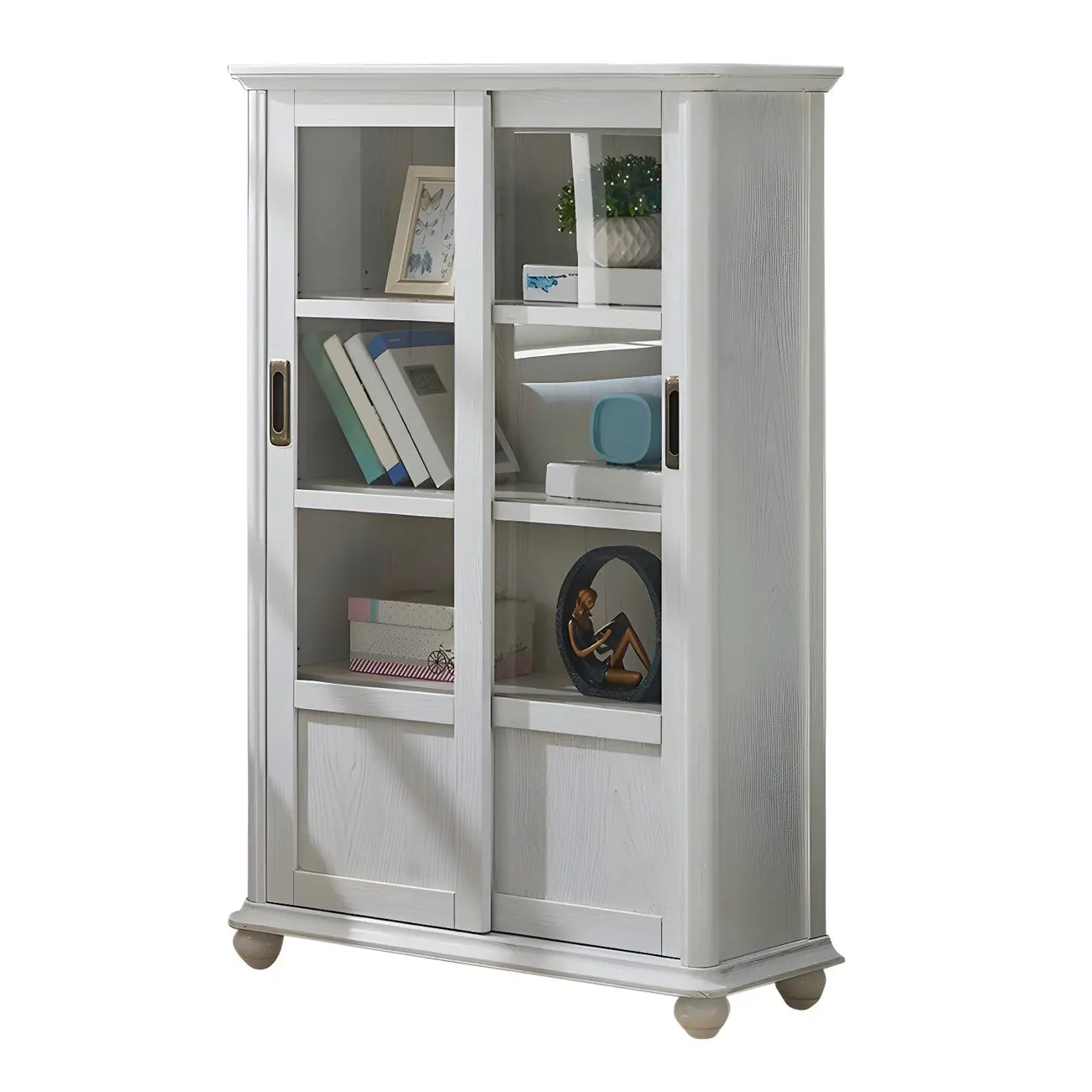 Librerie a 2 cassetti con ripiani regolabili in legno bianco