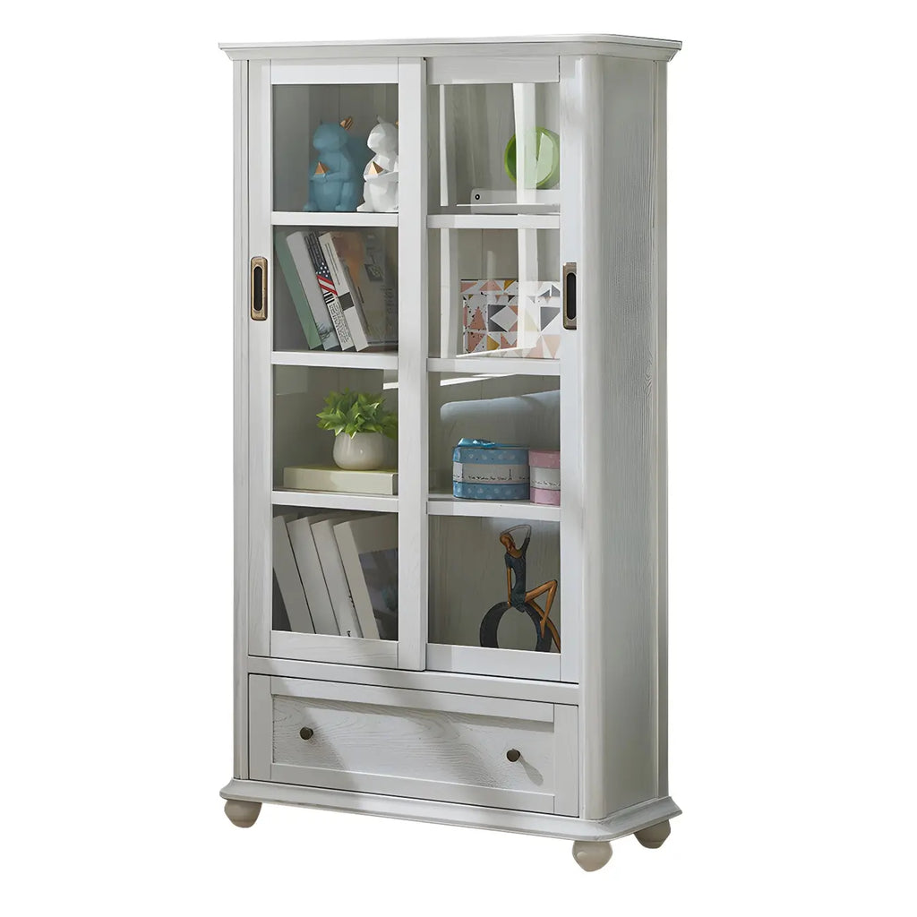 Librerie a 2 cassetti con ripiani regolabili in legno bianco