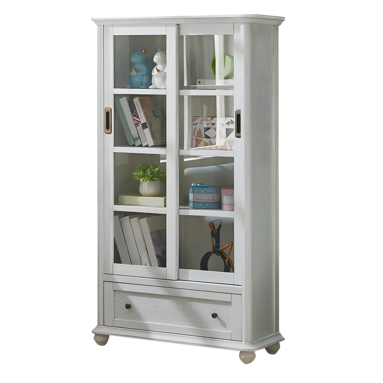 Librerie a 2 cassetti con ripiani regolabili in legno bianco