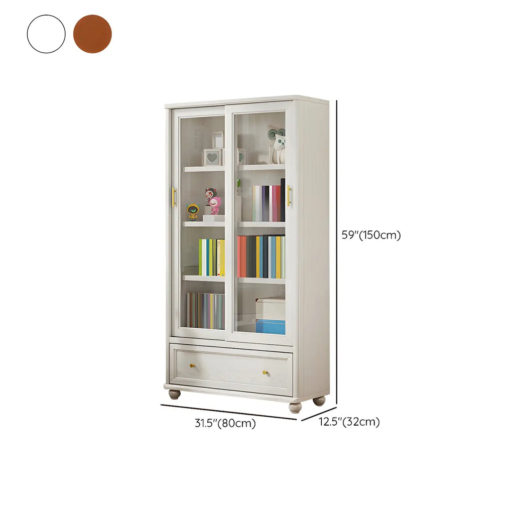 Librerie a 2 cassetti con ripiani regolabili in legno bianco