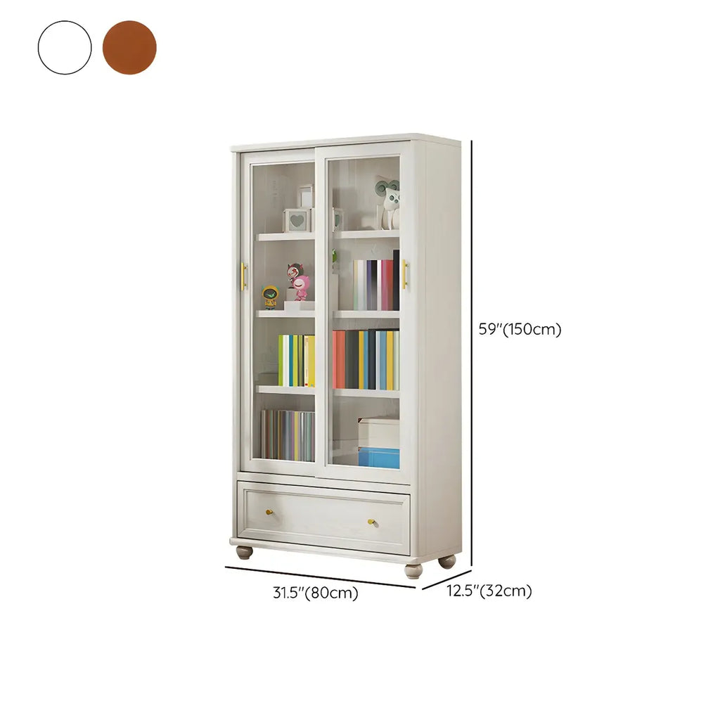 Librerie a 2 cassetti con ripiani regolabili in legno bianco