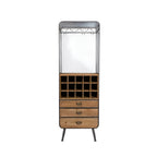 Vitrine industrielle en bois brun avec rangement pour vin