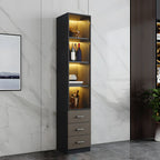 Grande vitrine à vin avec portes vitrées et bois noir