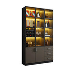 Grande vitrine à vin avec portes vitrées et bois noir