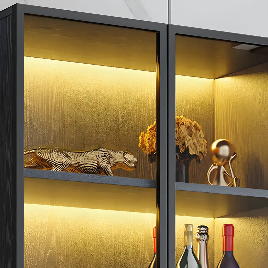 Grande vitrine à vin avec portes vitrées et bois noir