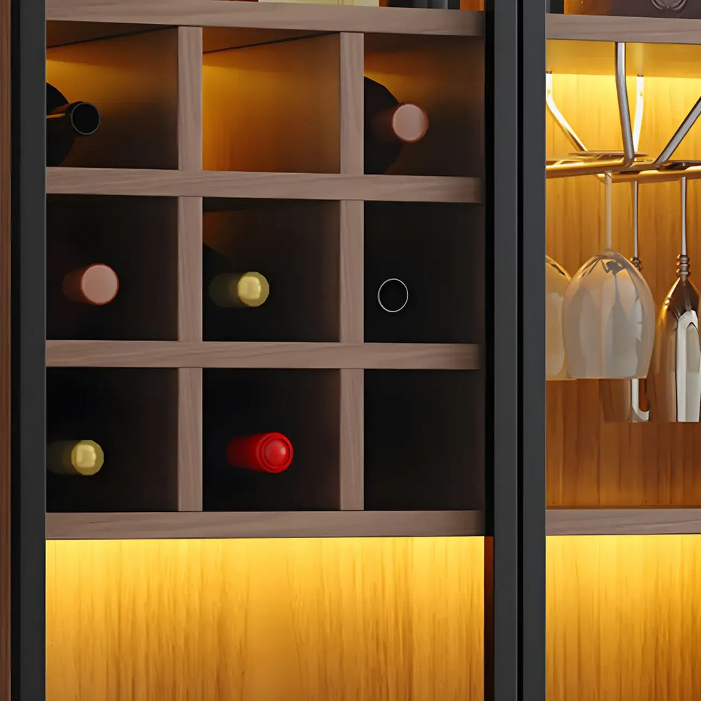 Grande vitrine à vin avec portes vitrées et bois noir