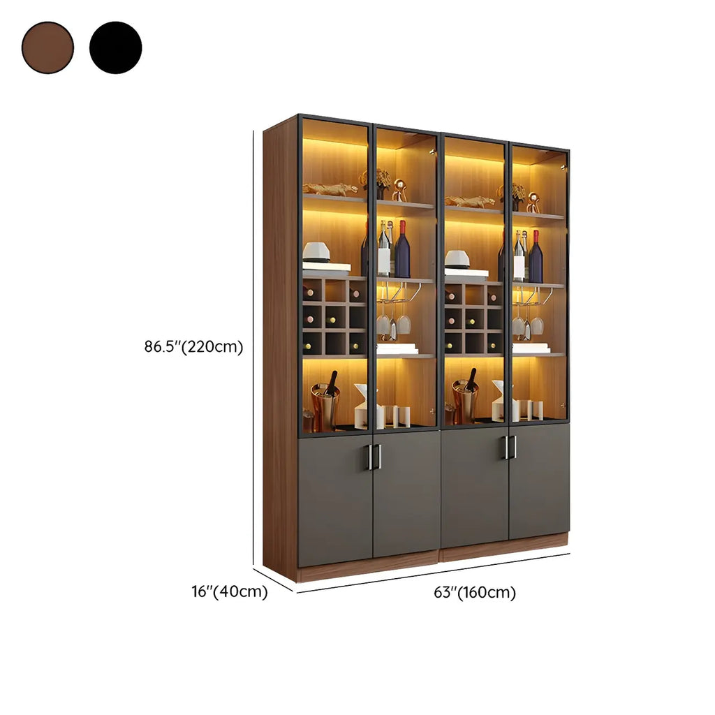 Grande vitrine à vin avec portes vitrées et bois noir