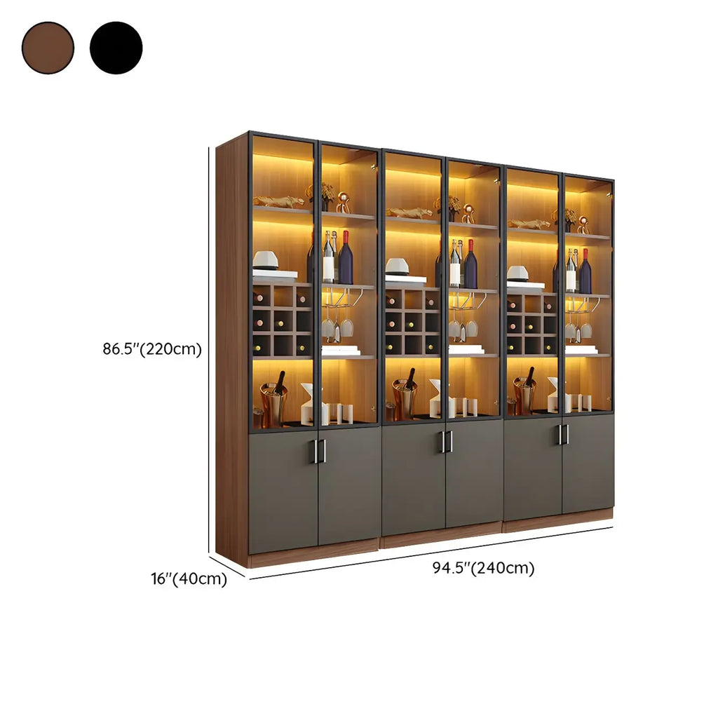 Grande vitrine à vin avec portes vitrées et bois noir