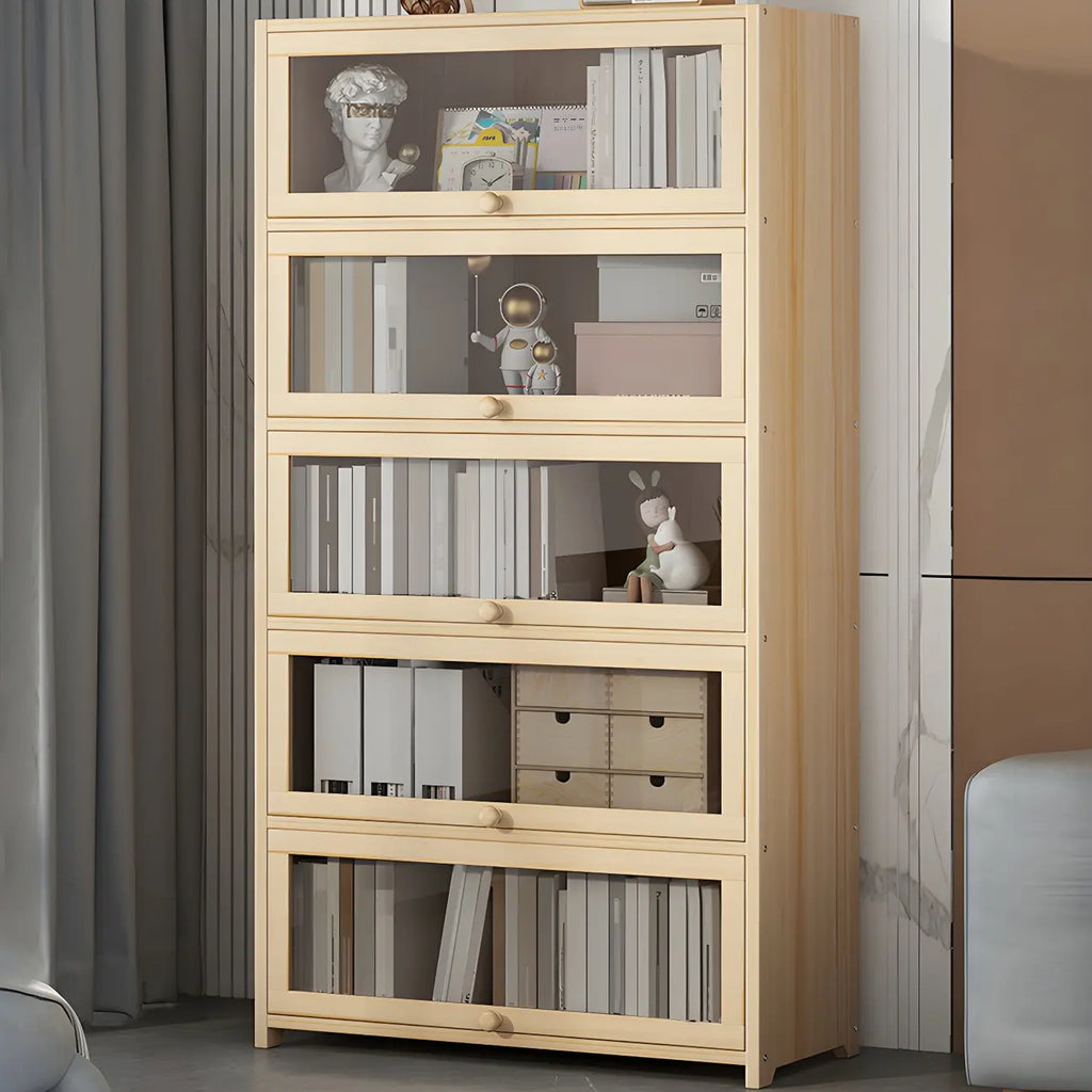 Vitrine classique en bois naturel avec portes en acrylique