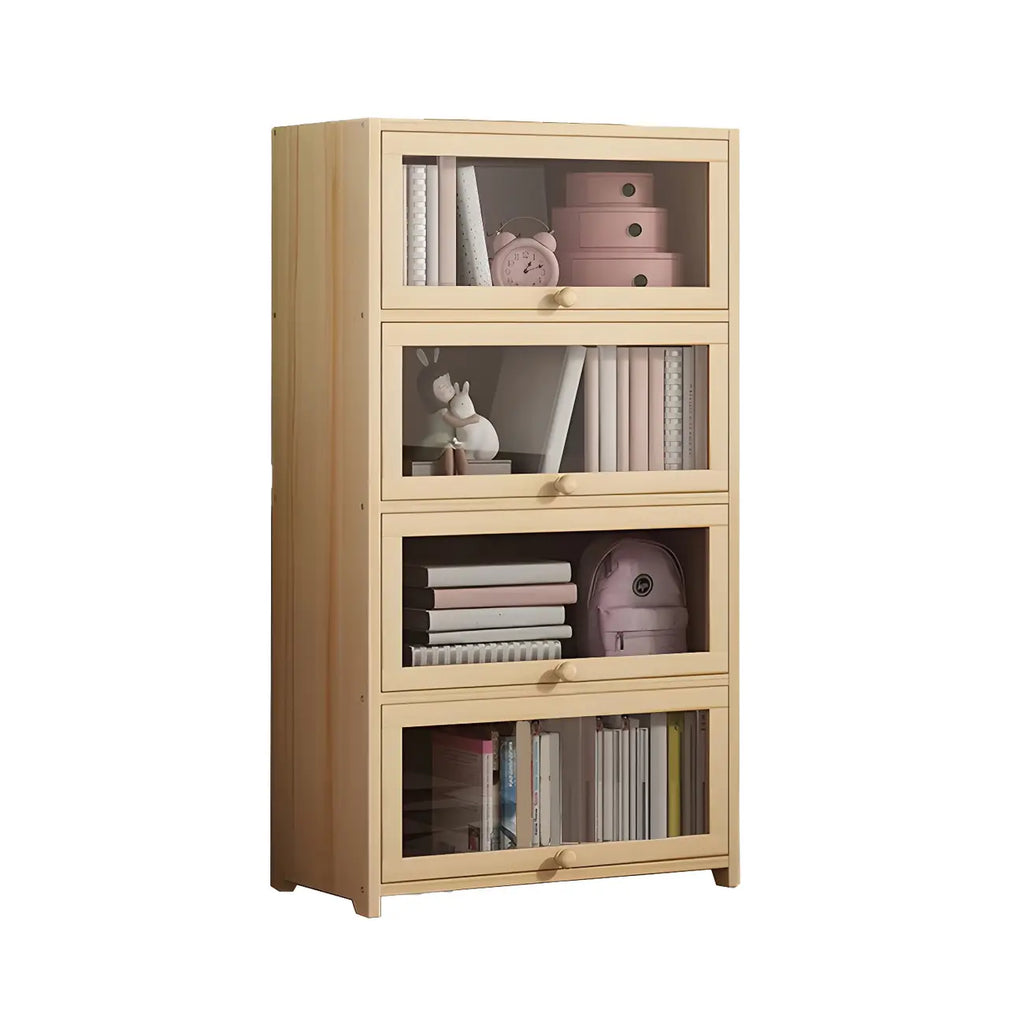 Vitrine classique en bois naturel avec portes en acrylique