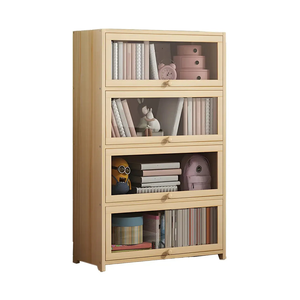 Vitrine classique en bois naturel avec portes en acrylique