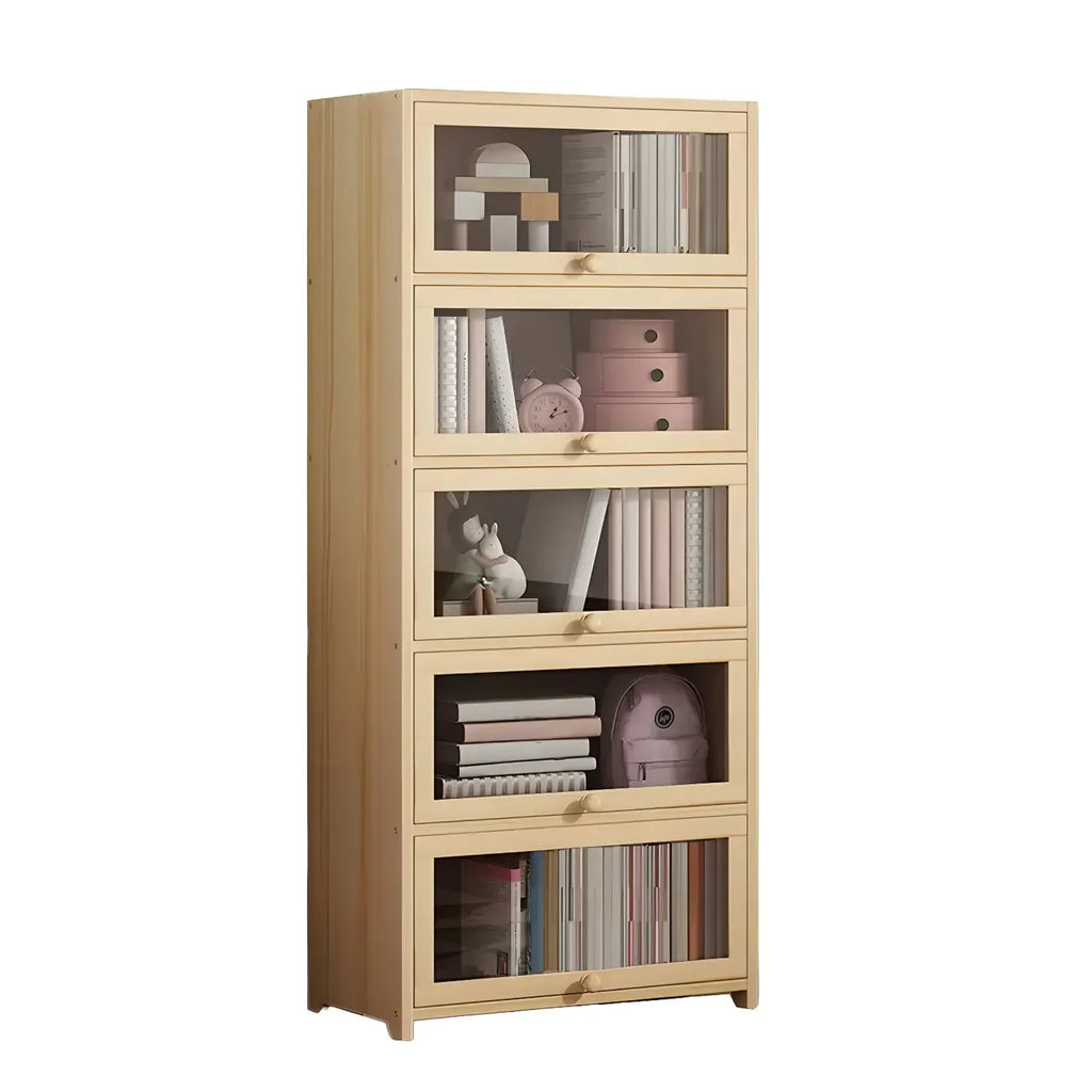 Vitrine classique en bois naturel avec portes en acrylique