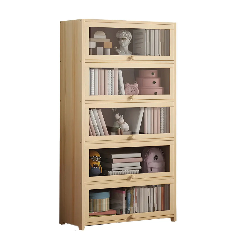 Vitrine classique en bois naturel avec portes en acrylique