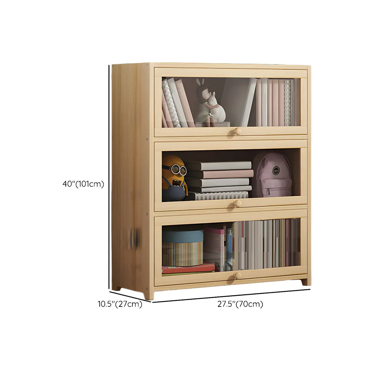 Vitrine classique en bois naturel avec portes en acrylique