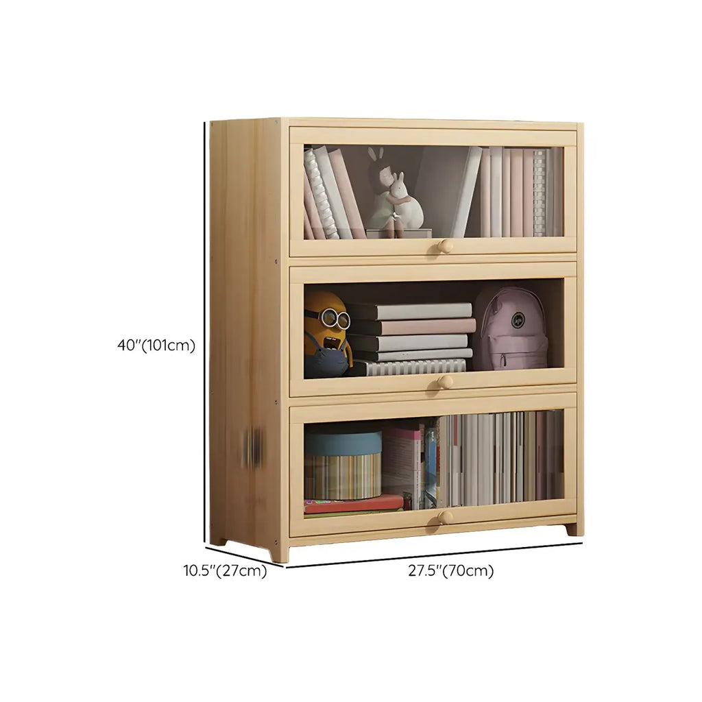 Vitrine classique en bois naturel avec portes en acrylique